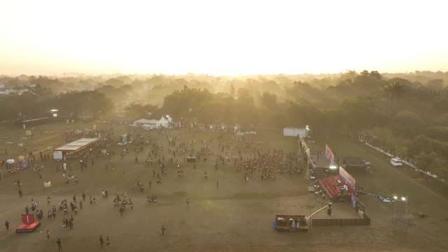 Rare Drone shot of Mhow’s Garrison Ground in warm morning golden sunlight