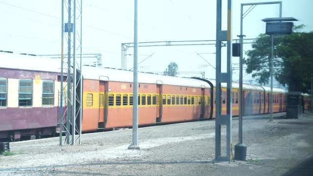 Passenger Train at Indian Railway Station Platform