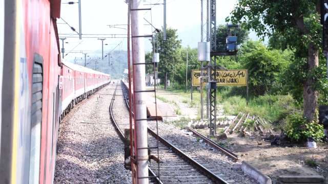 Passenger Train Arriving at Ramnagar Railway Station in Jammu and Kashmir